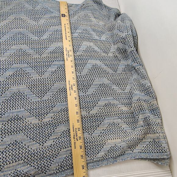 Catherines Open Knit Sweater 3/4 Sleeve Blue Gray Women's 4X Made in U.S.A. - Picture 11 of 12